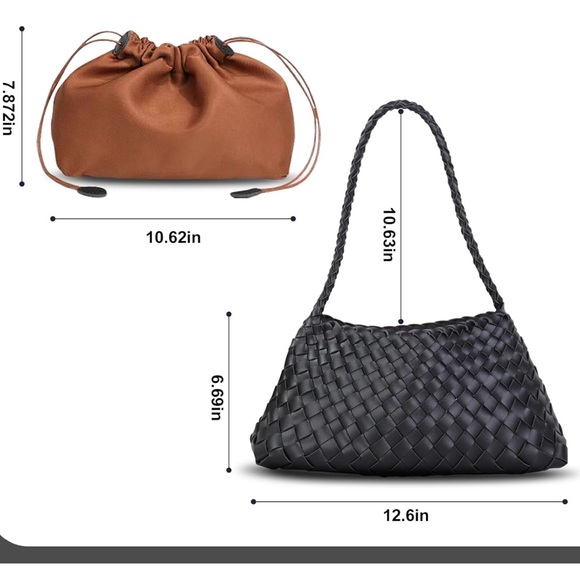 New! Rosanna Black Dragon Woven Leather Shoulder Bag Baguette Handbag - Picture 6 of 7